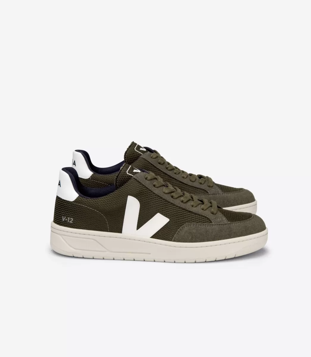 VEJA V-12 VEGAN B-MESH OLIVE WHITE<MULHER Adulto | Vegan