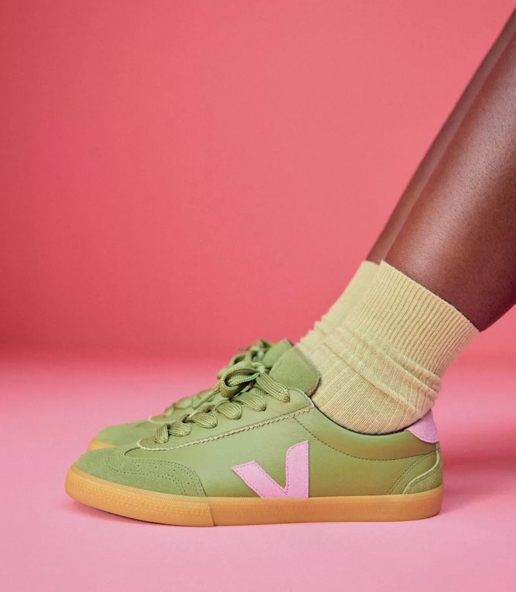 VEJA VOLLEY LEATHER X MAKE MY LEMONADE KIWI ORCHID<MULHER Veja X Make My Lemonade | Collab