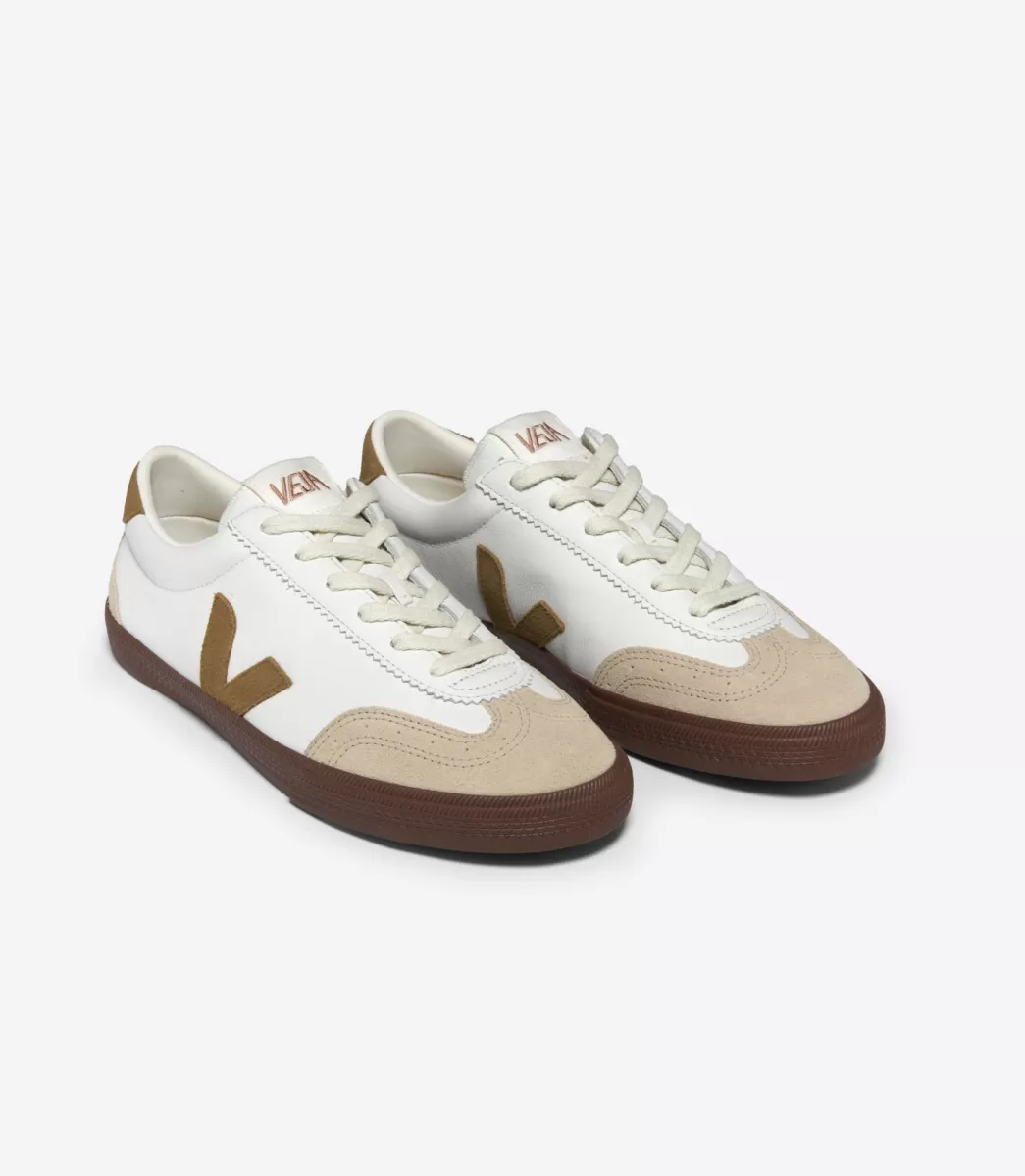 VEJA VOLLEY LEATHER WHITE TENT BARK< Volley